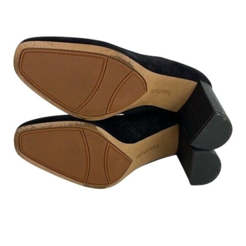 Franco Sarto Ingall Snake Embossed Suede Black Pump 9M Office Career‎ - Picture 9 of 12